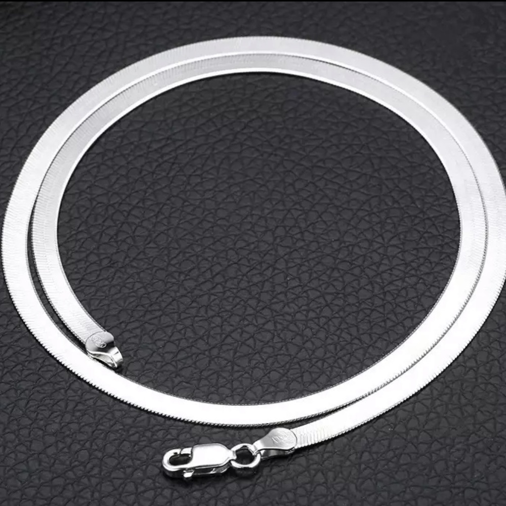 NEW 925 NECKLACE STERLING SILVER NECKLACE HERRINGBONE NECKLACE - Picture 2 of 7